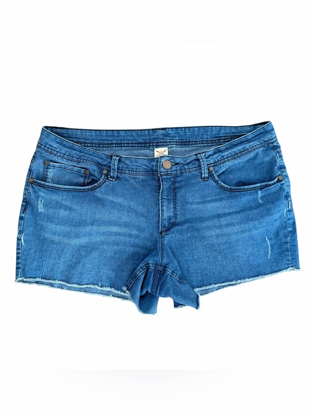 Faded Glory Size 16 Denim Cutoff Blue Women's Jean Shorts Stretch Distressing